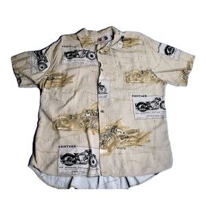 Vtg Jams World Button Down Short Sleeve Shirt Men's XL Panther Motorcycle ISSUE